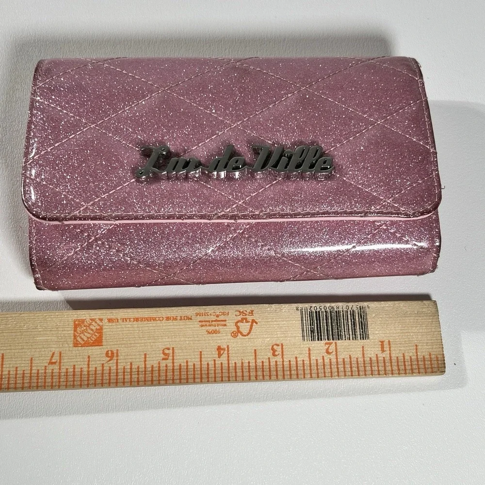 Lux de Ville Route 66 Wallet Baby Pink Lamé Quilted Retro Pinup Rockabilly